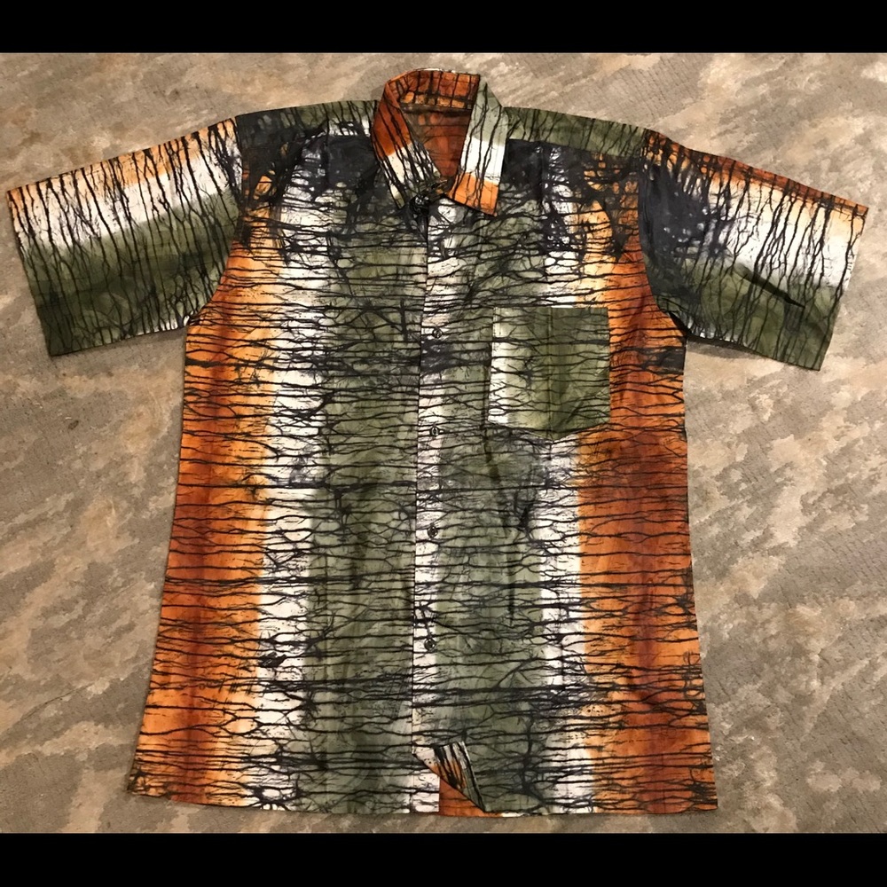 Short Sleeve Batik Dress Shirt